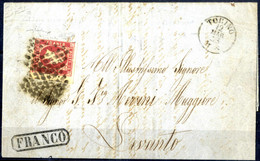 Cover 1853, Lettera Da Torino Del 12.3 Per Levanto Affrancata Con I Di Sardegna 40 C. Rosa Carminio Bordo Di Foglio A De - Sardinië