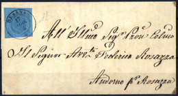 Cover 1856, Lettera Da Desana (Punti 4) Il 17.8 Per Andorno Affrancata Con II Di Sardegna 20 C. Azzurro, Firmata AD, Sas - Sardinië