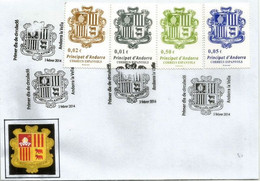 Blasons D'Andorre 2014. Escudos De Andorra 2014.  Premier Jour. Primer Dia - Storia Postale