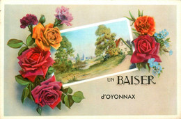 Oyonnax * Souvenir Et Un Baiser De La Commune * Fleurs Roses - Oyonnax