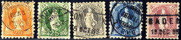 O 1888, Stehende Helvetia In Der Seltenen Zähnung 9 1/2 20 Rp., 25 Rp., 40 Rp. 50 Rp. Und 1 Fr., Sauber Gestempelt, Die  - Other & Unclassified