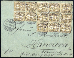 Cover/bof 1893, Brief Von Bern Am 2.10. Nach Hannover Mit Massenfrankatur Von 13 Stück (ein Viereblock, Ein Dreierstreif - Other & Unclassified