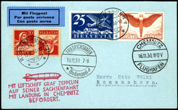 Cover 1930, Zeppelin "Sachsenfahrt", Flugpostbrief Vom 15.11.1930 Von Romanshorn über Friedrichshafen Nach Chemnitz Und  - Other & Unclassified