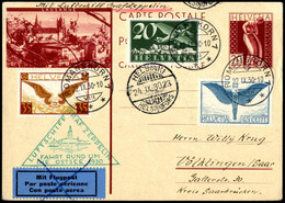 Cover 1930, Zeppelin Ostseefahrt, Postkarte (Lausanne) Mit Werteindruck 20 Rp. Weinrot Mit Zusatzfrankatur 20 Rp. Grün U - Other & Unclassified