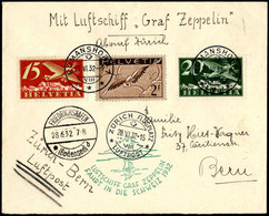 Cover 1932, SCHWEIZFAHRT, Zeppelinbrief Vom 27.6.1932 Von Romanshorn über Friedrichshafen Nach Bern, Abwurf Zürich, Fran - Other & Unclassified