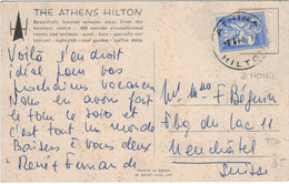 Athen Hilton 1963 > Neuchatel - Rs: Künstlerkarte - Storia Postale