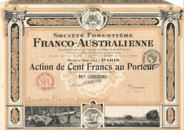 SOCIETE FORESTIERE FRANCO - AUSTRALIENNE - ACTION DE 100 FRS - ANNEE 1921 - Landbouw