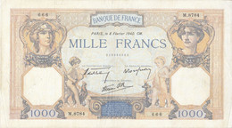 1000 F Cérès Et Mercure Du 8-2-1940 FAY 38.42 Alph. M.8784 - 1 000 F 1927-1940 ''Cérès E Mercure''