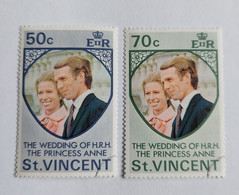 N° 340 Et 341      Mariage De La Princesse Anne Et Du Capitaine Philips 1973  -  Oblitérés - St.Vincent (...-1979)