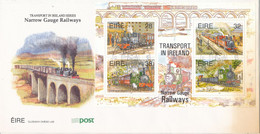 Ireland FDC 28-2-1995 Souvenir Sheet Narrow Gauge Railways With Cachet (browned By The Sun In The Right Side) - FDC