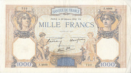 1000 F Cérès Et Mercure Du 20-10-1938 FAY 38.30 Alph. Z.4666 - 1 000 F 1927-1940 ''Cérès Et Mercure''