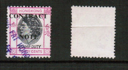 HONG KONG   30 CENT CONTRACT NOTE FISCAL USED CREASED (CONDITION AS PER SCAN) (Stamp Scan # 828-9) - Postal Fiscal Stamps