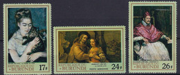 Série Neuve** Burundi 1968, BF N°75-77  YT, Tableaux, Velázquez, Rembrandt, Renoir - Airmail