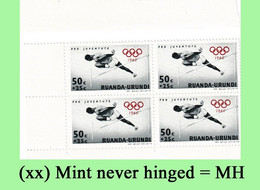 1960 ** RUANDA-URUNDI = RU 219 MNH ROME OLYMPICS POLE VAULT5( BLOCK X 4 STAMPS WITH ORIGINAL GUM ) - Nuevos