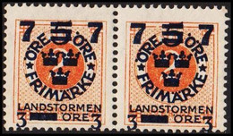 1918. Landstorm III. 7+3 On 5+Fem Öre On 2 ö Orange Wmk Wavy Lines. + KPV. FACIT 126cz. Unusu... (Michel 115) - JF525575 - Neufs