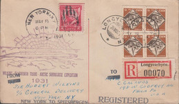 1931. NORGE. 4 Ex 15 øre NIDAROS + 2 CENTS GENERAL PULASKI UNITED STATES On Small WILKINS EL... (Michel 156+) - JF434099 - Otros & Sin Clasificación