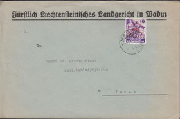 1946. LIECHTENSTEIN. 10 R Official With Overprint REGIERUNGS DIENSTSACHE On Cover From ... (Michel Dienst 21) - JF434116 - Service