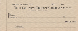 2437 The County Trust Company White Plains New York 1930s Not Used - Schecks  Und Reiseschecks