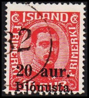 1923. ISLAND. Tjeneste. 20 Aur Pjònusta / 10 AUR Chr. X With Nummeral Cancel 32. Unusual.  (Michel D43) - JF525329 - Servizio