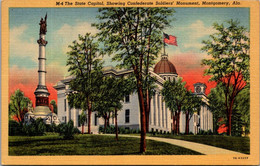 Alabama Montgomery State Captiol Showing Confederate Soldiers' Monument Curteich - Montgomery