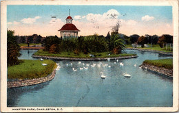 South Carolina Charleston Hampton Park Scene With White Swans 1921 Curteich - Charleston