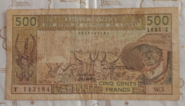 Billet 500 Francs BCEAO 1981 T N°143184 W.3 Colonies - Ohne Zuordnung