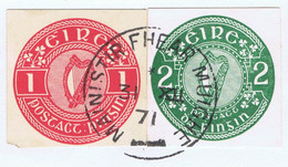 Ireland Postcard Cut-outs 1971 Last Day Of Use Cover With 1d Red And 2d Green - Postwaardestukken