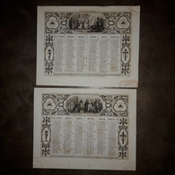CALENDRIER ALMANACH DE  1857 2 CALENDRIERS SEMESTRIELS Lithographie Allégorie (2022 Oct Clas) - Grand Format : ...-1900