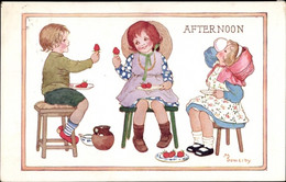 Artiste CPA Sowerby, M., The Children's Day, Afternoon, Kinder Essen Erdbeeren - Sonstige & Ohne Zuordnung