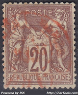 FRANCE CLASSIQUE : SAGE 20c N° 67 RARE CACHET ROUGE DES JOURNAUX - 1876-1878 Sage (Typ I)