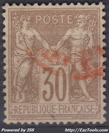 FRANCE CLASSIQUE : SAGE 30c N° 69 RARE CACHET ROUGE DES JOURNAUX - 1876-1878 Sage (Typ I)