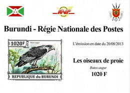 BURUNDI 2013 Mi 3243B BIRDS OF PREY AUGUR BUZZARD MINT IMPERFORATED MINIATURE SHEET ** - Blokken & Velletjes