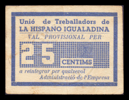 España Billete Local Guerra Civil Igualadina Barcelona 25 Céntimos 1937 MBC VF - Other & Unclassified
