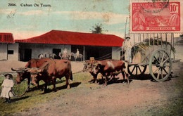 CUBAN OX TEAM / CUBA  ATTELAGE DE BOEUFS / AFFRANCHISSEMENT TIMBRE GUADELOUPE - Cuba