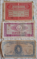 3 Billets 2 Kronen Autriche 1/2 Escudo Chile 10 Lei Romania - Alla Rinfusa - Banconote