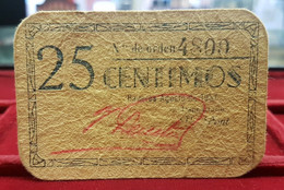 España Billete Local Guerra Civil Bañeres Alicante 25 Céntimos 1937 BC F - Autres & Non Classés