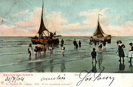 SCHEVENINGEN Strand Met Vissersboten En Kinderen Ca 1904 - Scheveningen