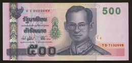 500 Baht Serie 15 Sign. 74 P-107 No. 7D 7132999 Thailand 2001 UNC - Thailand