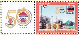 INDIA 2022  MY STAMP, BONGAIGAON REFINERY, INDIAN OIL PRODUCTION,50 Years Golden Jubilee,1v+tab Limited Issue MNH (**) - Neufs