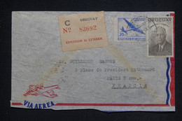 URUGUAY - Enveloppe En Recommandé De Montevideo Pour La France Par Avion En 1954 - L 133217 - Uruguay