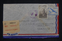 URUGUAY - Enveloppe En Recommandé De Montevideo Pour La France Par Avion En 1954 - L 133218 - Uruguay