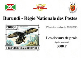 BURUNDI 2013 Mi 3245B BIRDS OF PREY VERREAUX'S EAGLE MINT IMPERFORATED MINIATURE SHEET ** - Blocs-feuillets