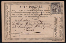 BELFORT / 1877 ERREUR SUR CARTE PRECURSEUR "1443 - JUILLET 1876" POUR PARIS (ref 4313e) - Cartes Précurseurs