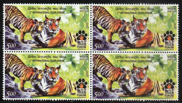 India New ** 2022 2nd International Tiger Forum ,Endangered, Animal, Block Of 4v Mint MNH (**) Inde Indien - Ongebruikt