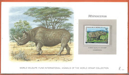 ANIMAUX RHINOCEROS CAMEROUN CARTE DE 1979 - Kisten Für Briefmarken