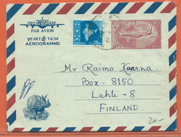 ANIMAUX RHINOCEROS INDE AEROGRAMME 65P DE 1968 - Kisten Für Briefmarken