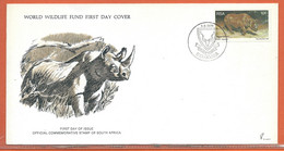 ANIMAUX RHINOCEROS AFRIQUE DU SUD LETTRE FDC DE 1976 - Postzegeldozen