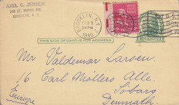 United States Uprated Postal Stationery Ganzsache BROOKLYN N.Y. 1940 Carl Møllers Allé, SØBORG Denmark (2 Scans) - 1921-40