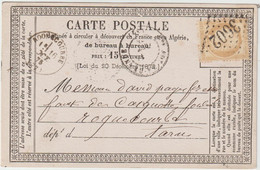 5713 Carte Précurseur GC 3602 SAINTE FOY LA GRANDE 1875 Pour Roquecourbe Cordier - 1871-1875 Ceres