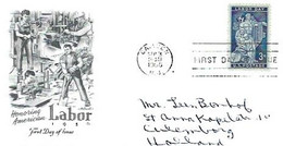 United States & FDC Honoring American Labor, Camden To Culemborg Netherlands 1956 (79799) - 1951-1960